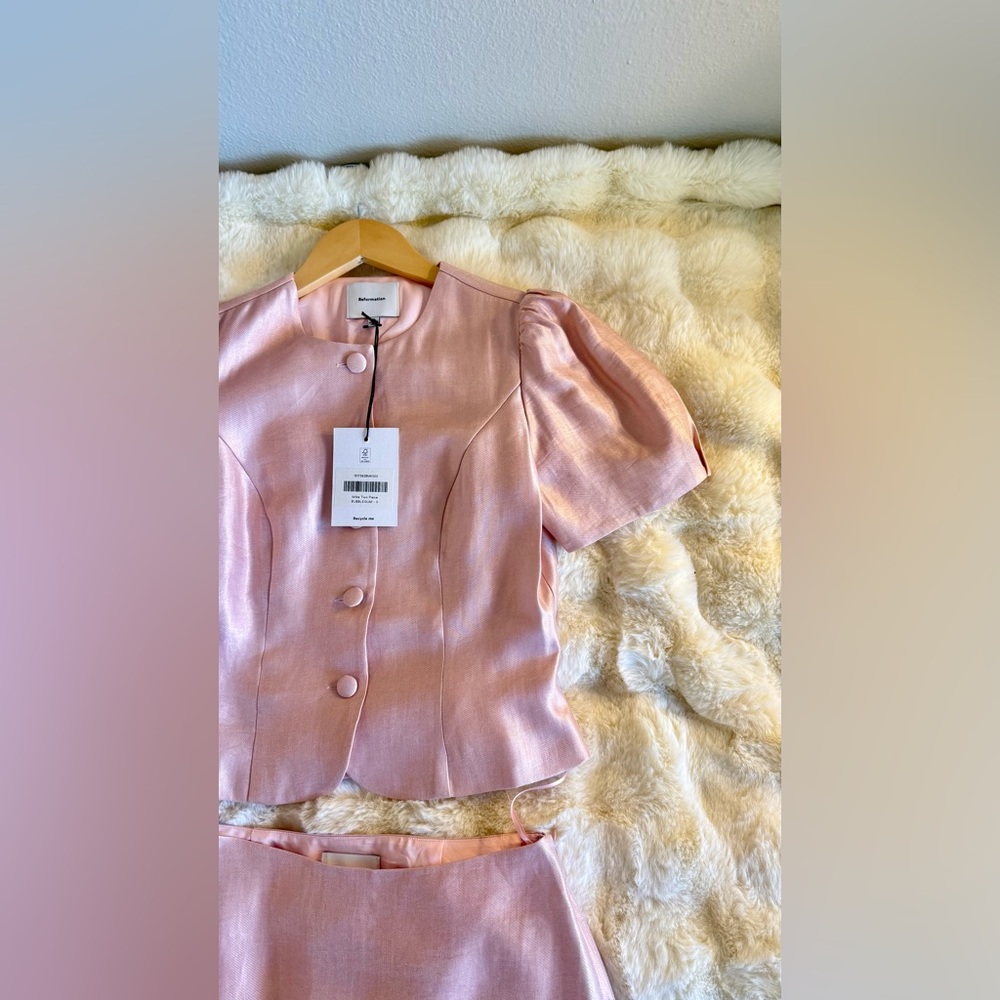 Reformation Mika Two Piece In Bubblegum, brand new, never worn, no flaws. - Picture 14 of 16